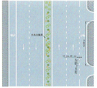 车行道边缘线用以指示机动车道的边缘或用以划分机动车道与非机动车道