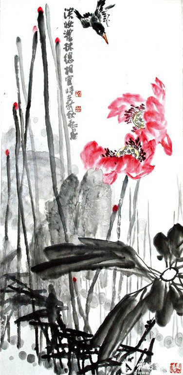 国画家杨文仁写意荷花作品