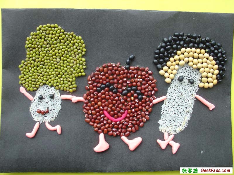 图片 豆子制作拼贴画:儿童手工制作