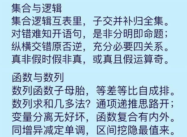 学霸都在疯传!"高中数学顺口溜"读懂它,你的数学就逆天了!