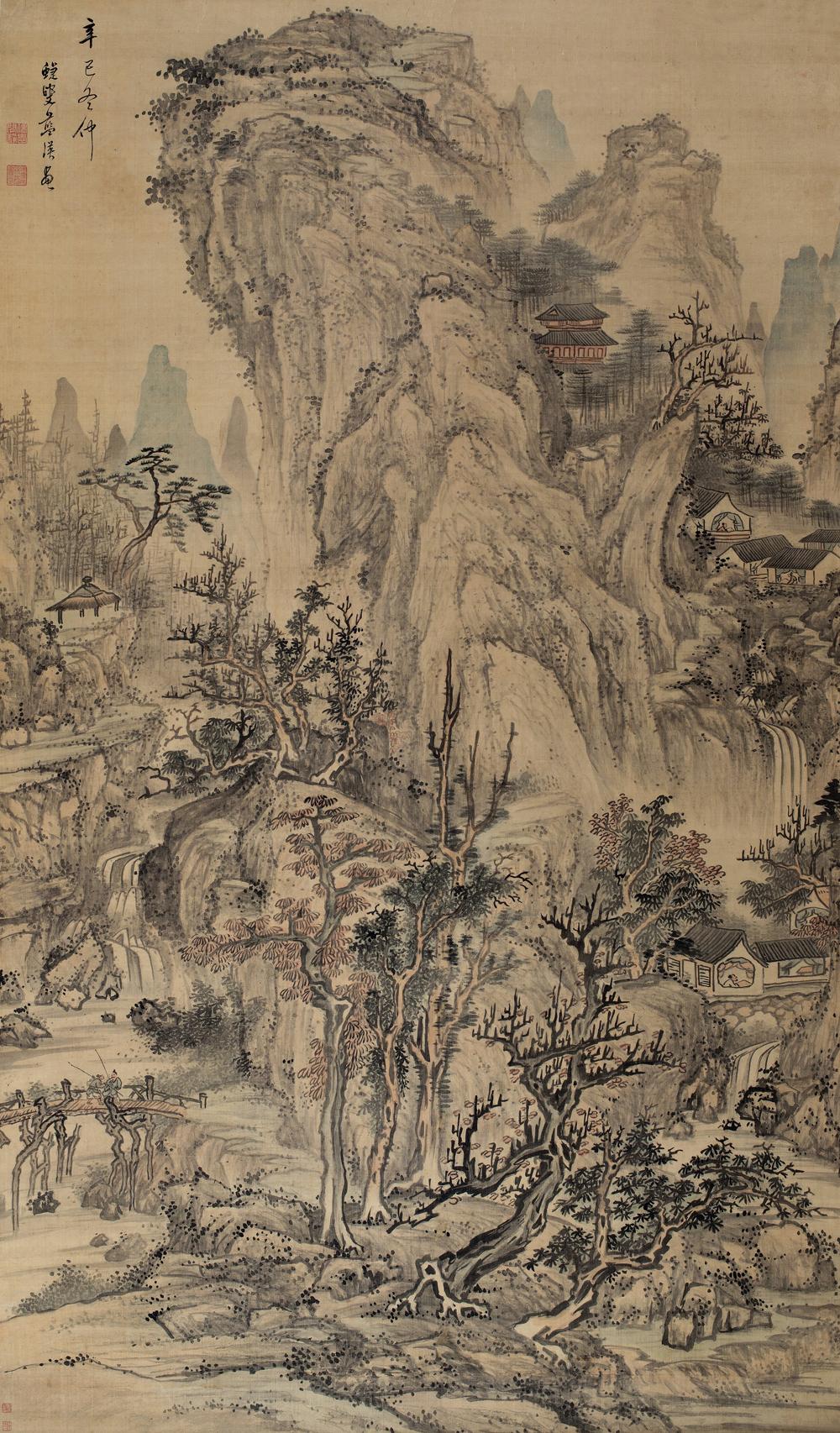 蓝瑛 秋山萧寺图 拍品