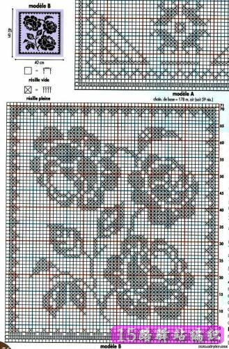 争奇斗艳·精美的一批钩针方格图案图解|钩针花样图解