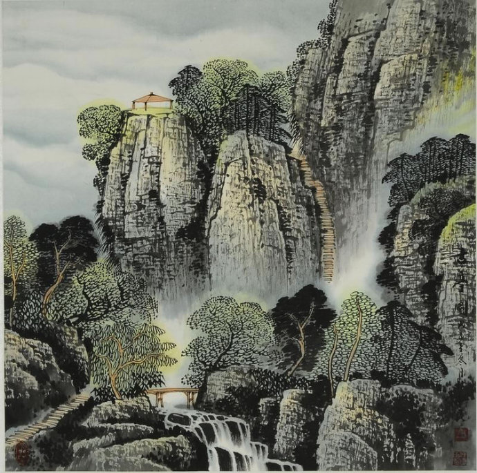 国画杜中良山水绘画作品欣赏6