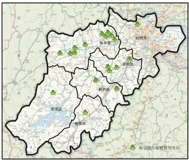 浙江省百万家庭屋顶光伏工程重点镇,重点村分布图 杭州市百万家庭屋顶