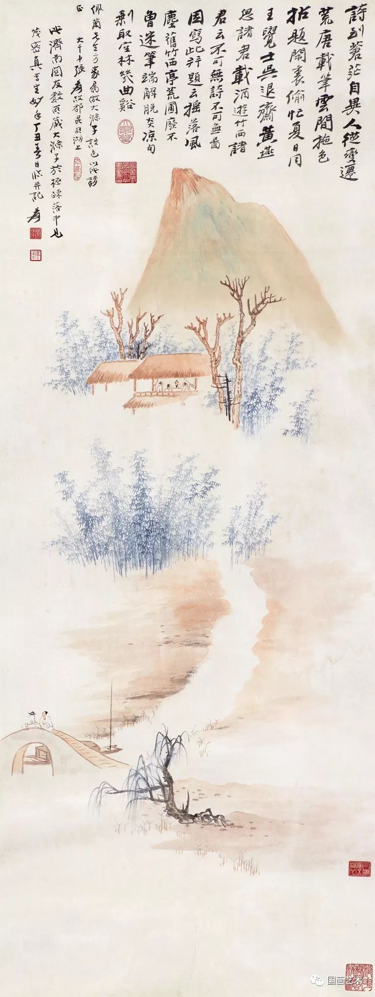 张大千青绿山水,如清风拂面!