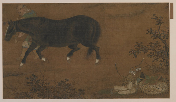 明人画 鞑靼人马图 88.6×67.8厘米