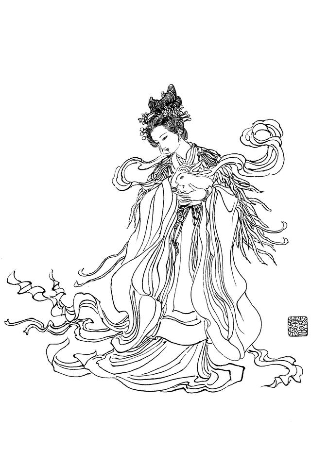 国画学习素材—神话人物白描作品91幅