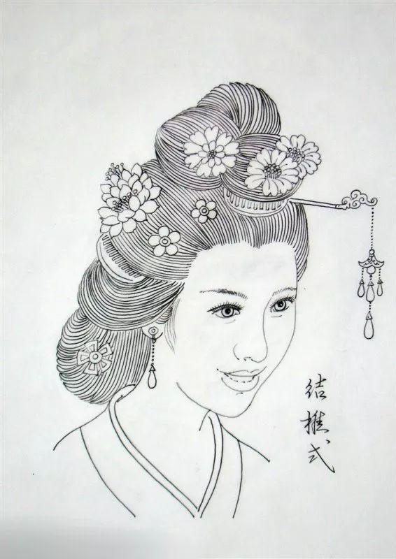素材各种古装发型的画法