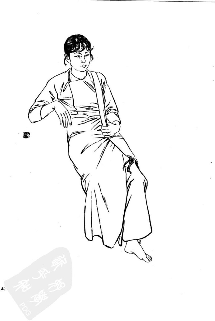 现代人物作品白描版