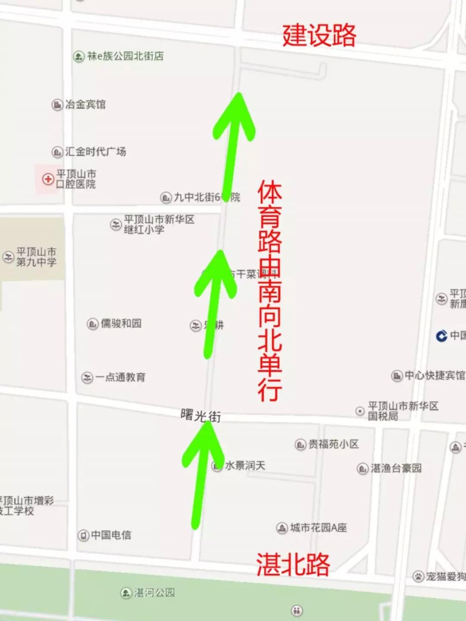 全城单行道,禁止左拐路段大