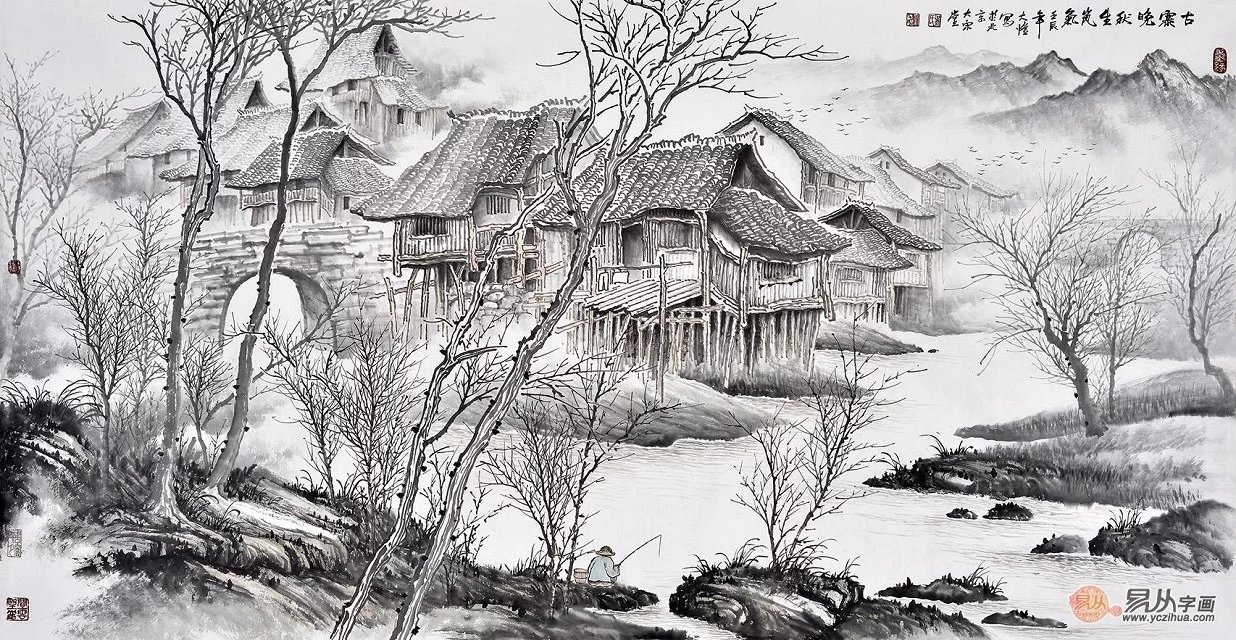 国画大师吴大恺山水画作品