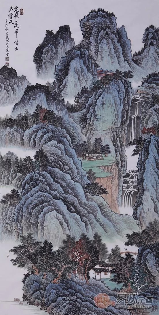 国画大师吴大恺山水画作品