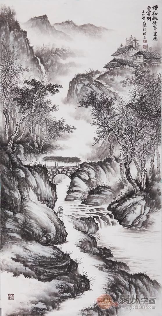 国画大师吴大恺山水画作品