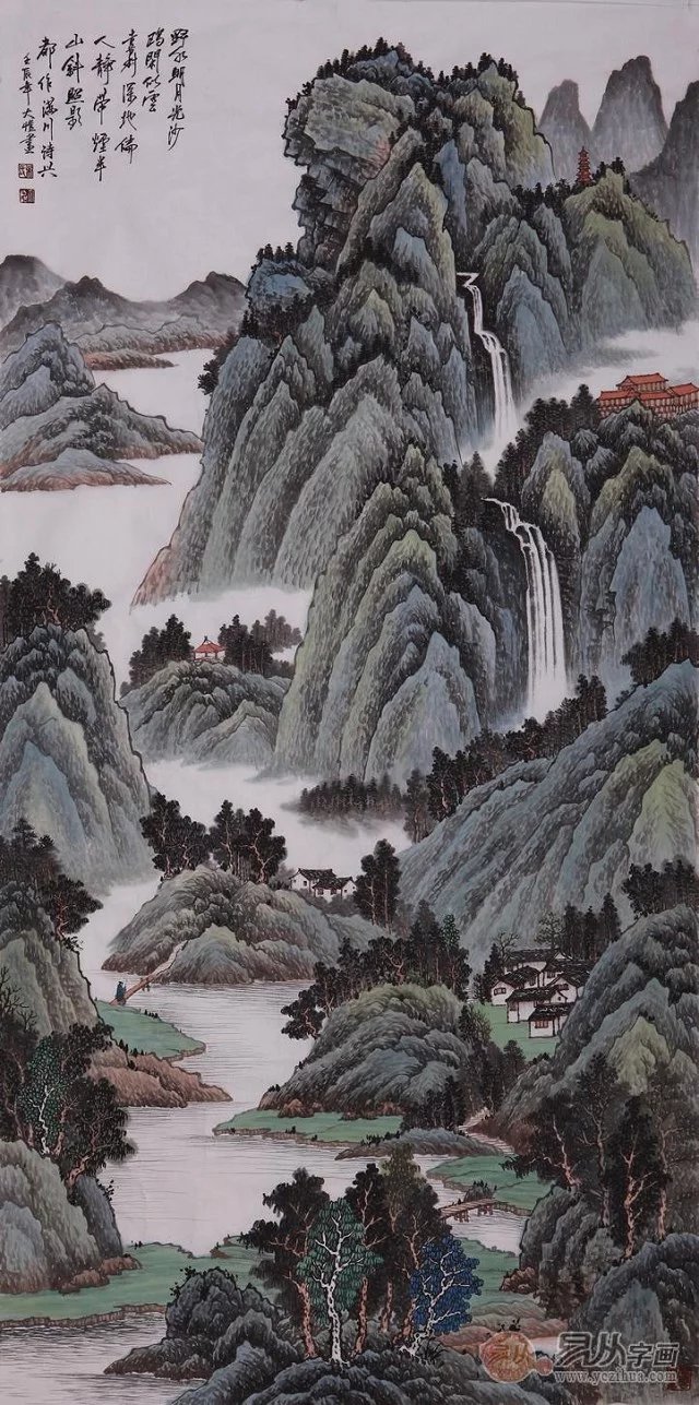 国画大师吴大恺山水画作品