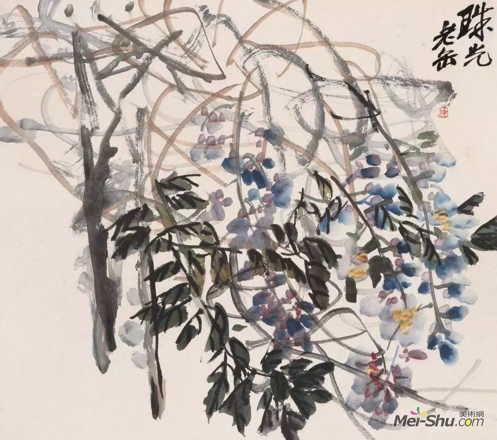 《紫藤》 吴昌硕 1919年 32.7×36.9厘米 纸本水墨设色