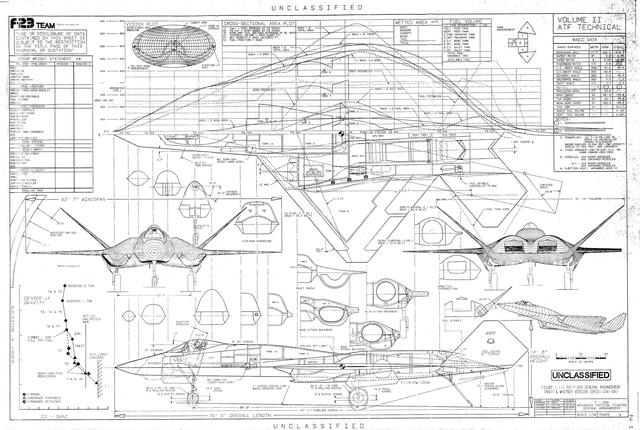22种客机结构剖面图,附送真货美国yf23隐身战斗机的原厂设计图纸