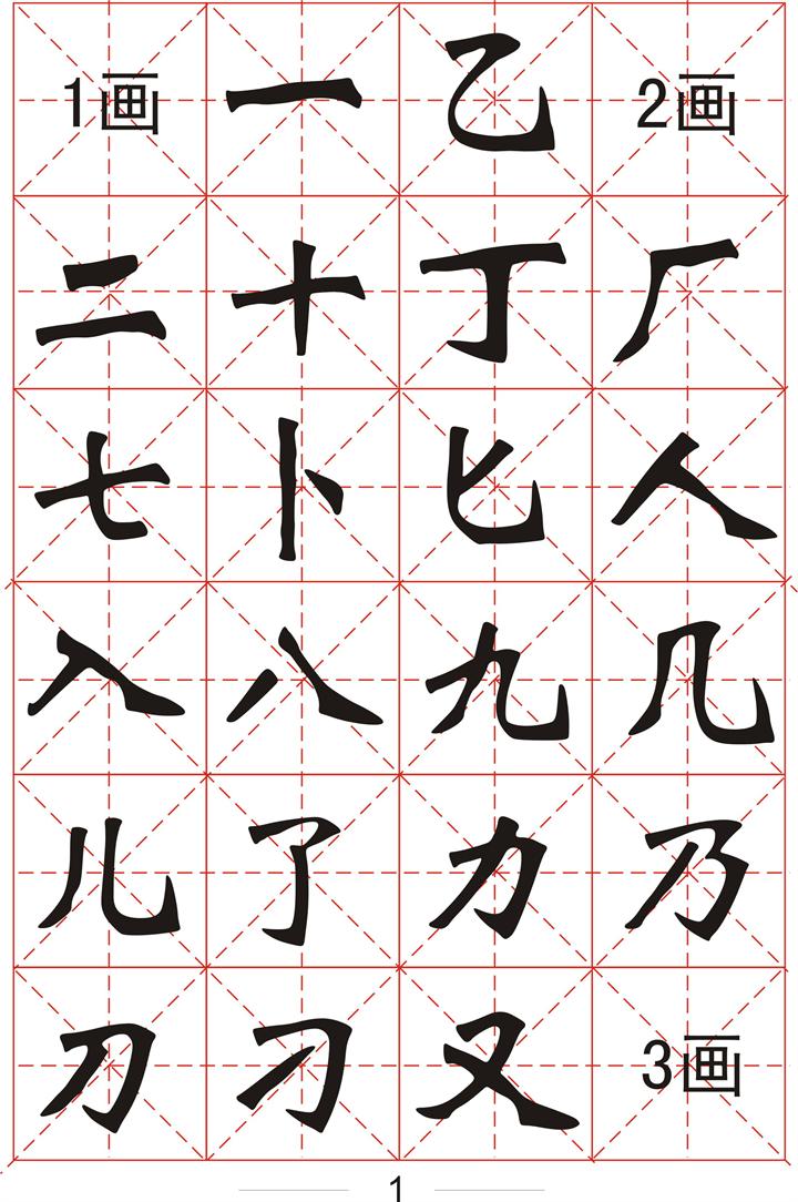 软件集字3500个常用字魏碑字帖一1画8画