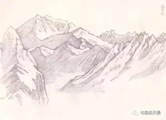 大师李可染的铅笔山水画稿