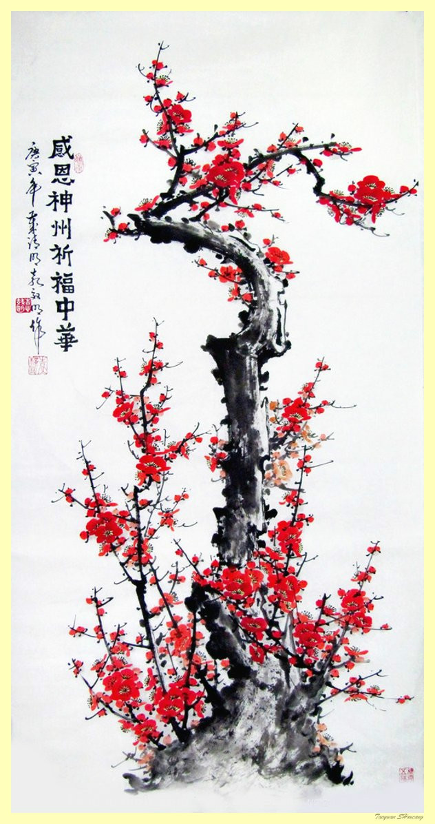 国画欣赏—红梅傲雪06