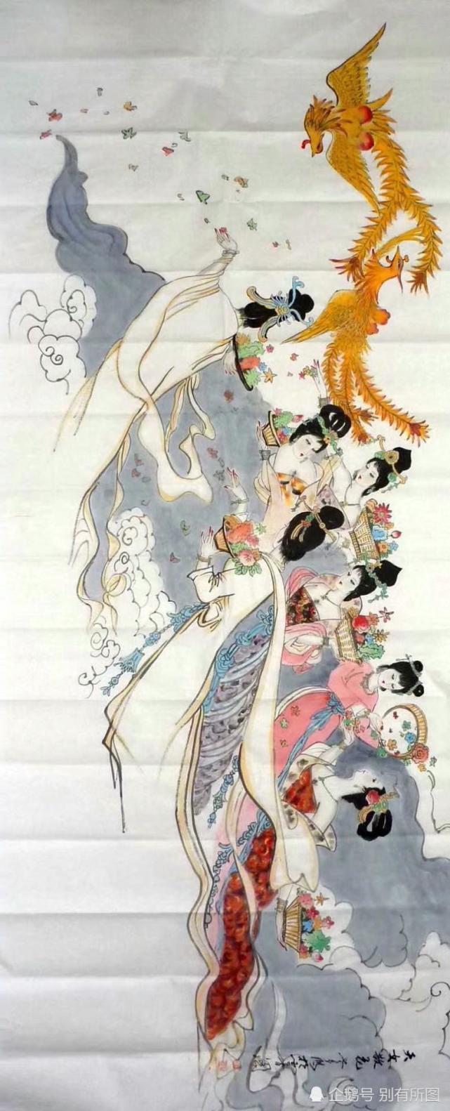 最全的国画古代人物画,七仙女,天女散花,十八罗汉,四大巾帼等