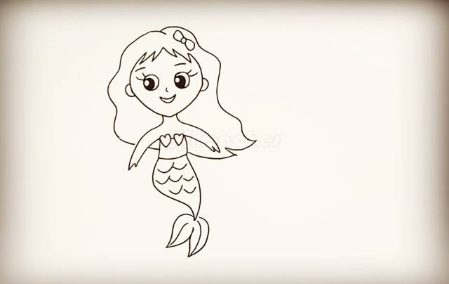 简笔画美人鱼