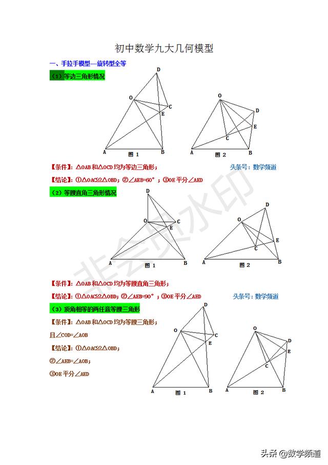 初中数学九大几何模型-半角模型,二倍角模型,倍长中线