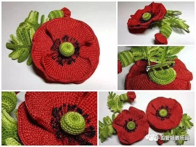 爱尔兰钩针立体逼真◇◇花胸花详细步骤图解教程国外手工精品