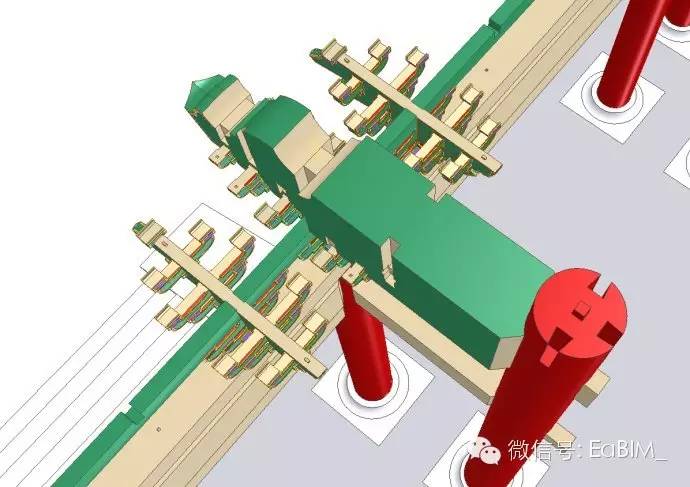 上图是桃尖梁没安装到位的左上视点观察图.