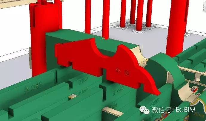 挑檐桁装在挑檐枋之上,卧在桃尖梁的前圆凹槽内.