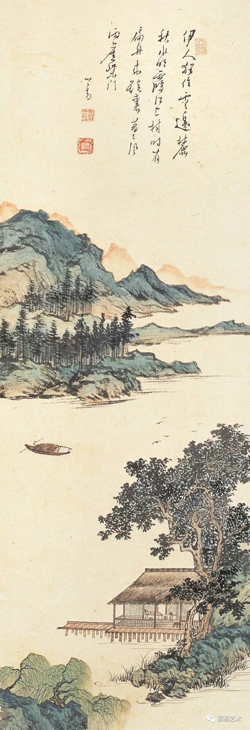 溥儒山水欣赏:一叶扁舟任遨游(2)