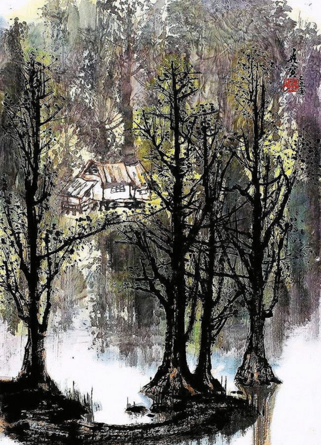 岭南秀色-- 王维宝水墨山水画