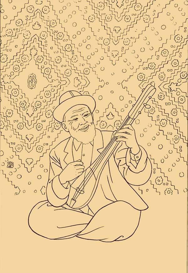 56个民族白描人物画