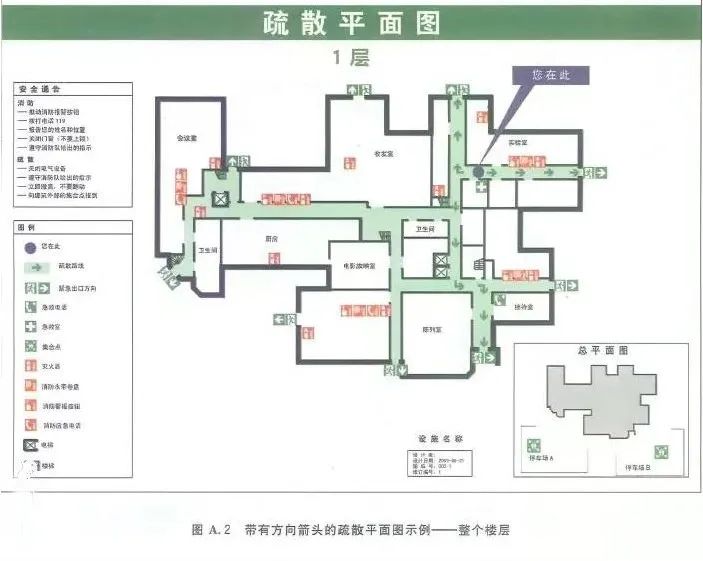 疏散平面图以标志形式设置在公共场所和工作区域中.