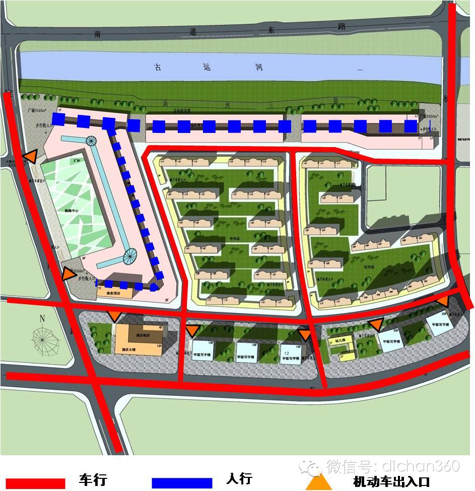 ,交通优先 交通优先首先体现在万达广场的选址及总图设计上 人车