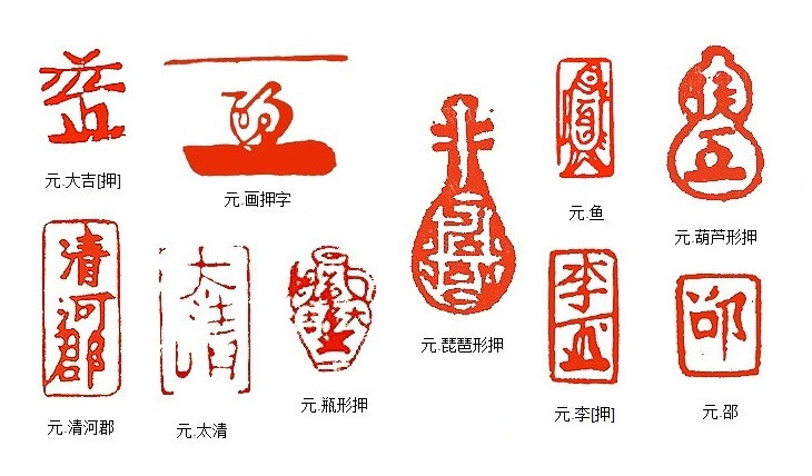 4,元代私印(花押印)3,宋金元私印(文人印)2,宋金元官印"朱记"印)1,宋