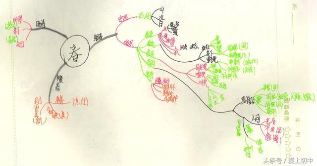朱自清春思维导图初一学生绘制