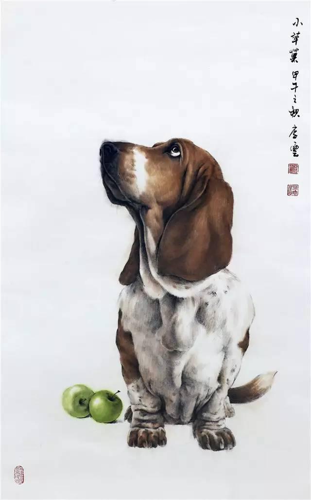 下面请大家一起来欣赏关于狗的国画作品  国画