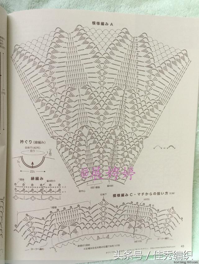 钩针编织教程图解钩针夏日披肩大全钩针菠萝花蕾丝领圈钩针肩围