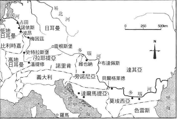 莱茵河-多瑙河构成了罗马帝国的天然屏障