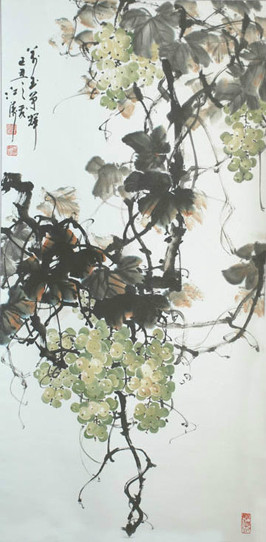 国画家曾江涛写意葡萄作品1