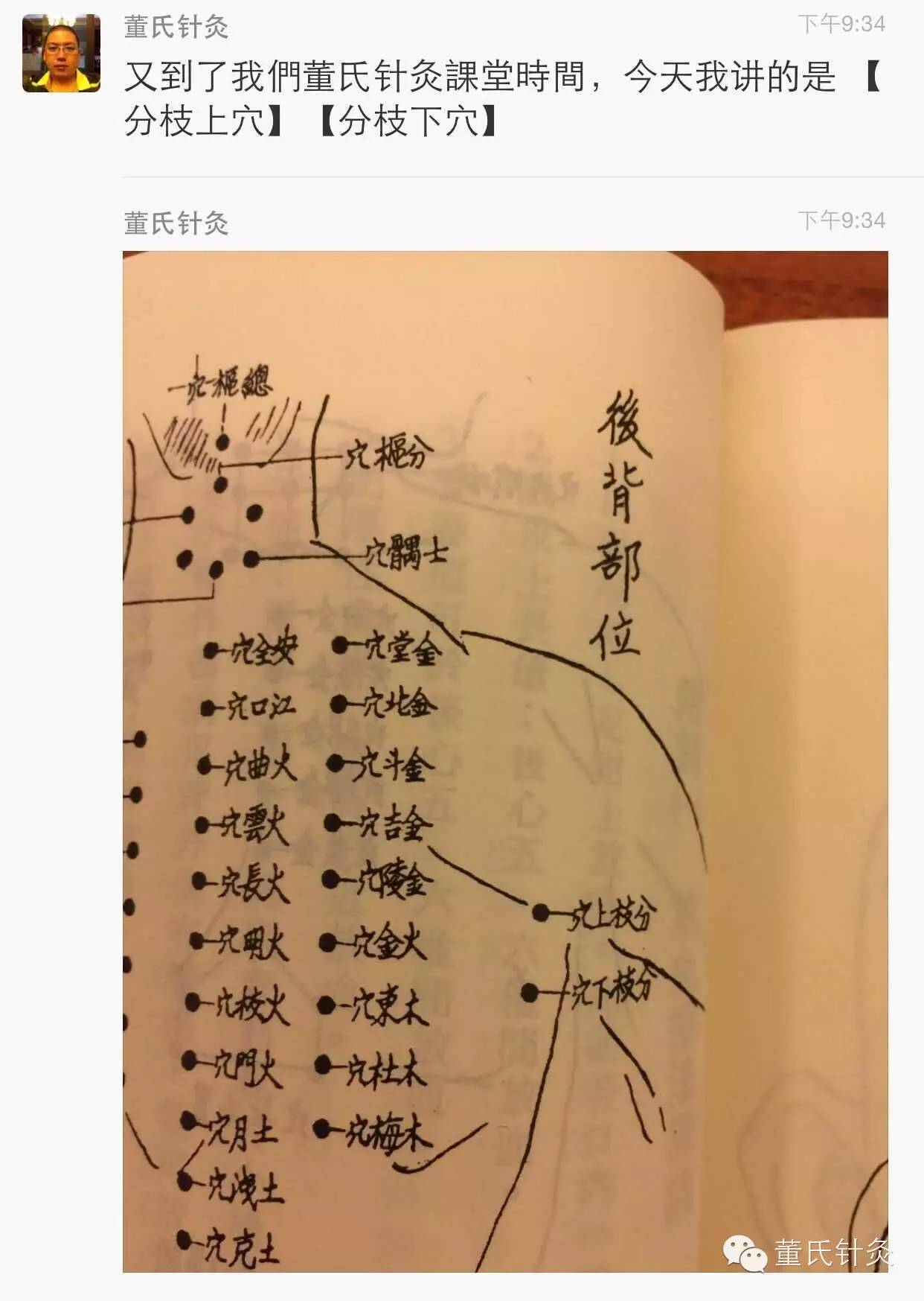 董氏针灸学习班之分枝上穴,分枝下穴