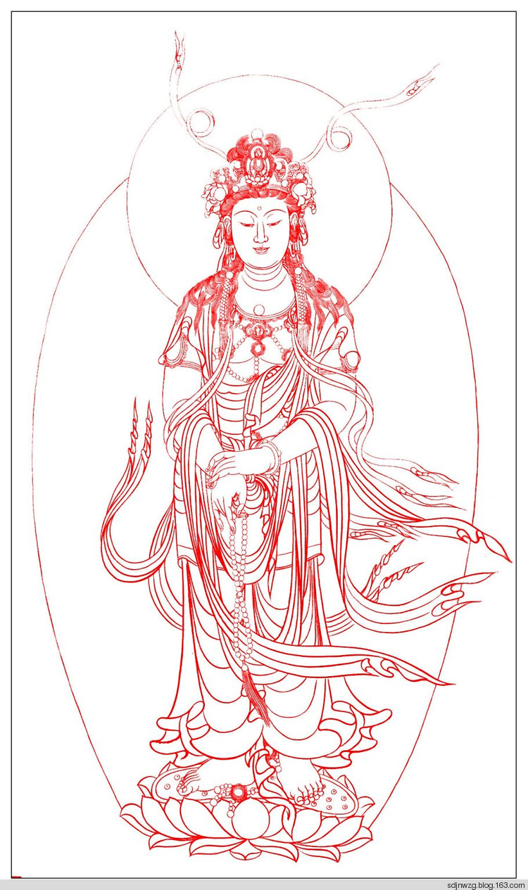 观世音菩萨白描画像