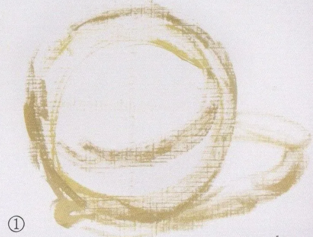 第一步:勾形,用小号水粉笔沾上颜料大致勾画出球体外形,明暗交界线和