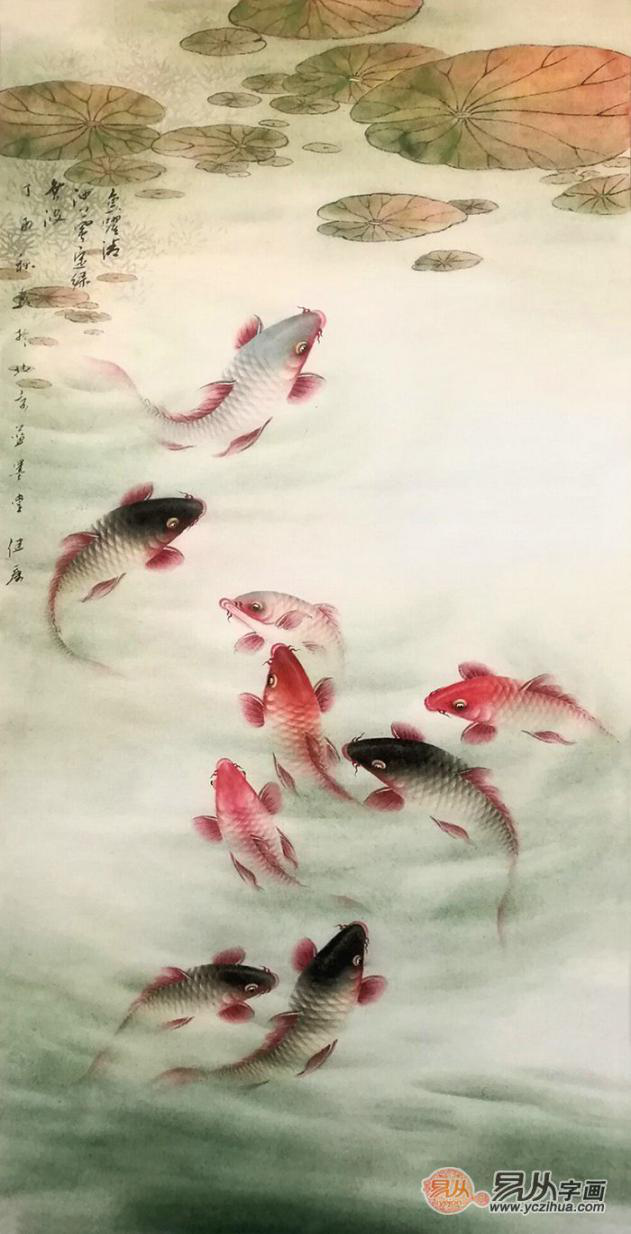 国画欣赏蓝健康笔下的鱼充满生活气息