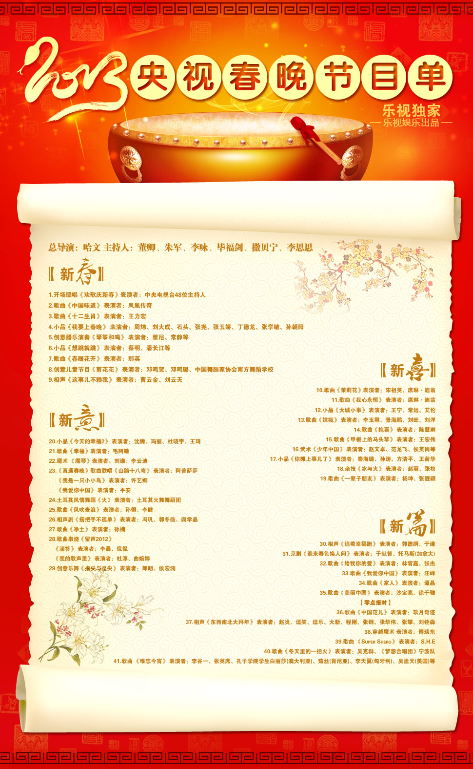 2013年春节联欢晚会节目表