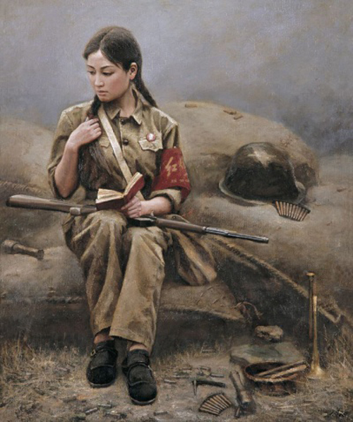 女红卫兵油画