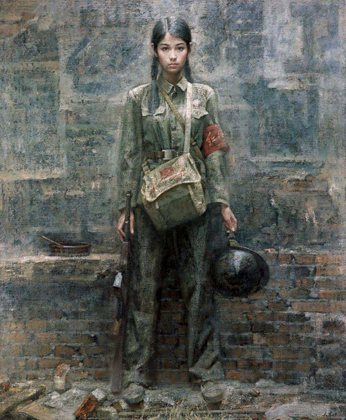 女红卫兵油画