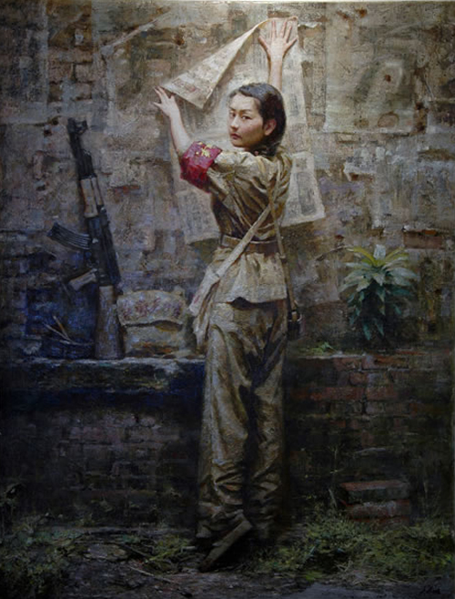女红卫兵油画