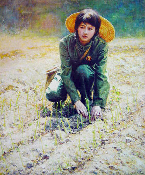 女红卫兵油画