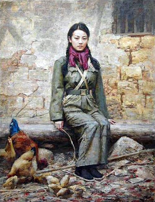 女红卫兵油画